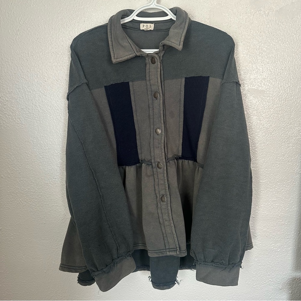 Pol Large Patchwork Peplum Lightweight Jacket Sha… - image 1